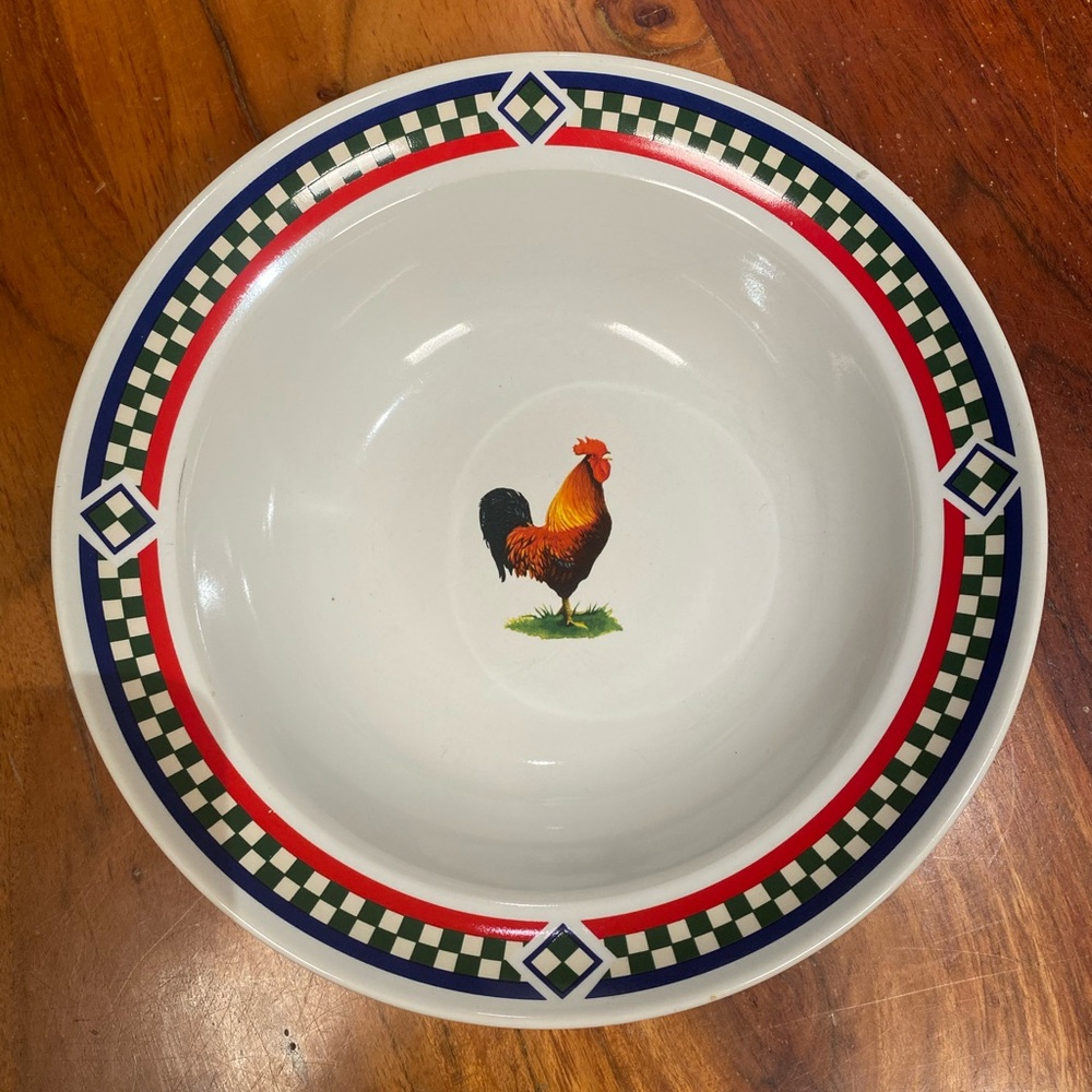 International Tableworks Ella’s Rooster Design Ceramic serving Bowl cottagecore